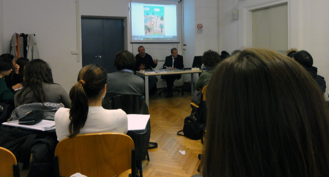 Benetti on 2012 during the lesson on Neo-Cave Art held at the course of Education Sciences of the University Roma Tre - Roma